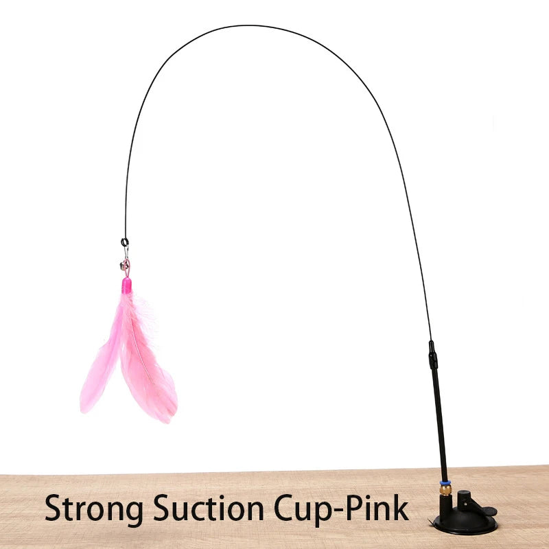Hands-Free Suction Cup Feather Wand — Interactive Teaser Toy for Cats & Kittens