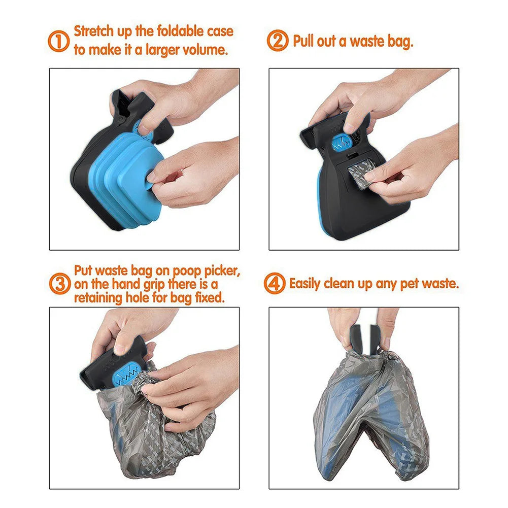 Foldable Dog Pooper Scooper — Travel-Ready Poop Scoop with Decomposable Waste Bags