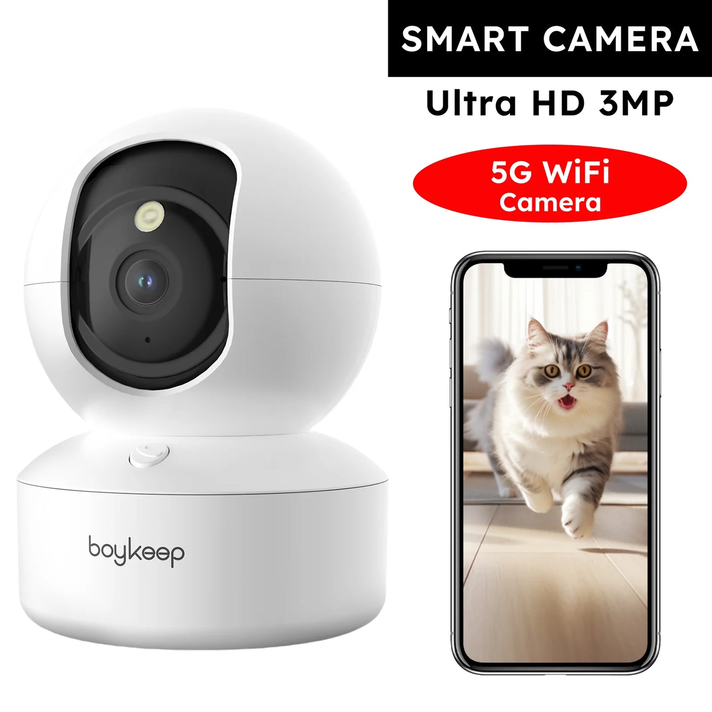 2K Pet Camera with App — 360° Pan & Tilt WiFi Indoor Camera with 2-Way Audio & Night Vision