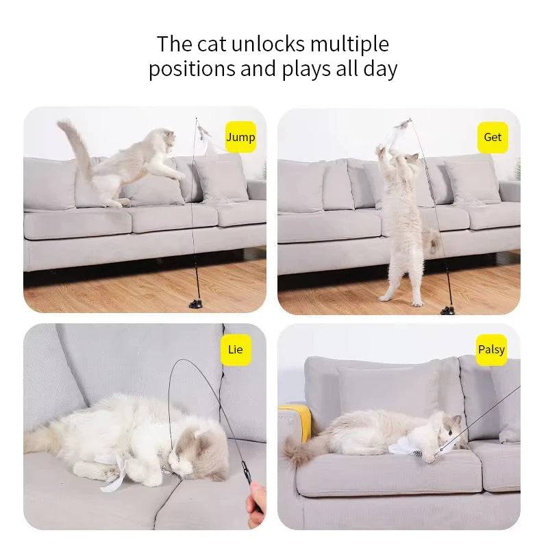 Hands-Free Suction Cup Feather Wand — Interactive Teaser Toy for Cats & Kittens