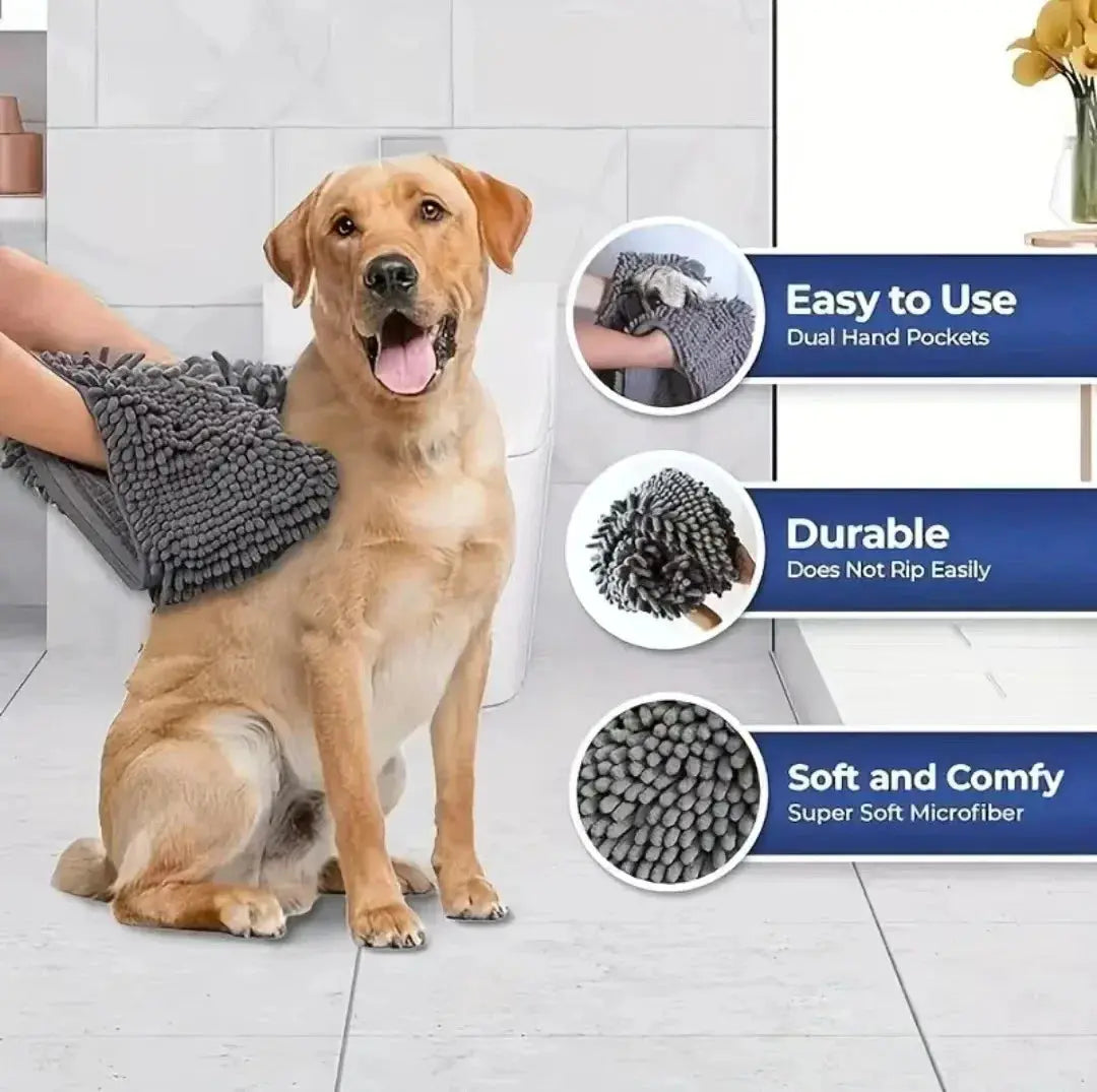 Super Absorbent Pet Bath Towel — Quick-Dry Microfibre Towel for Dogs & Cats Confident Beautiful Rich Girls Store