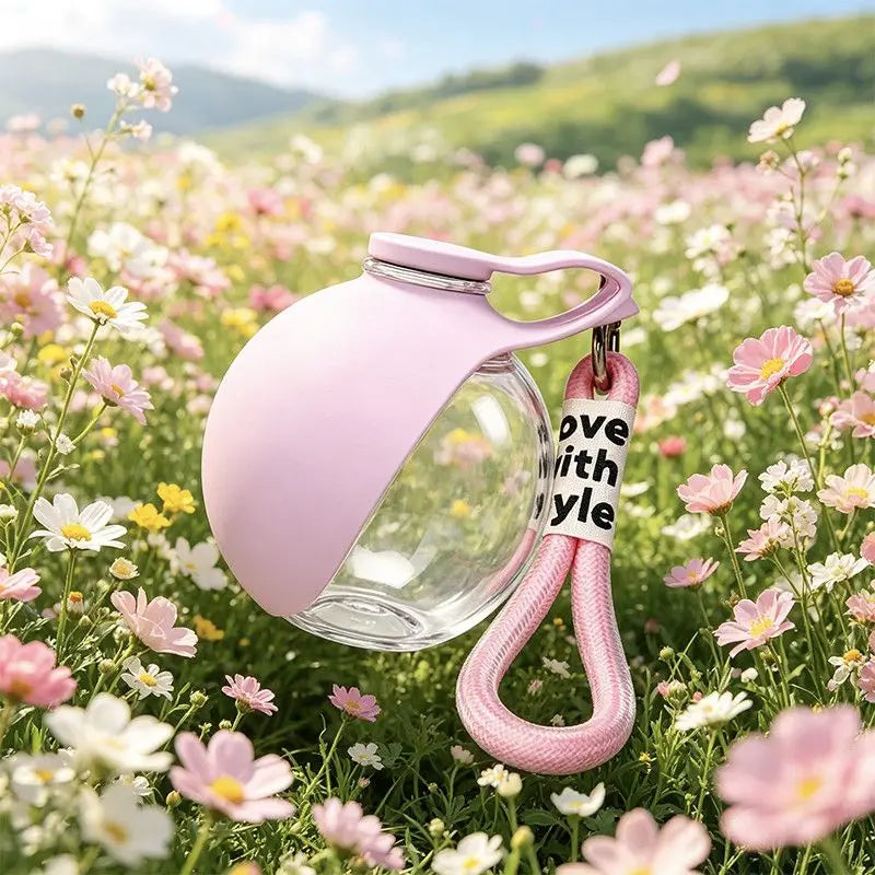 2-in-1 Portable Dog Water Bottle — Foldable Silicone Bowl with Lanyard Hook for Travel