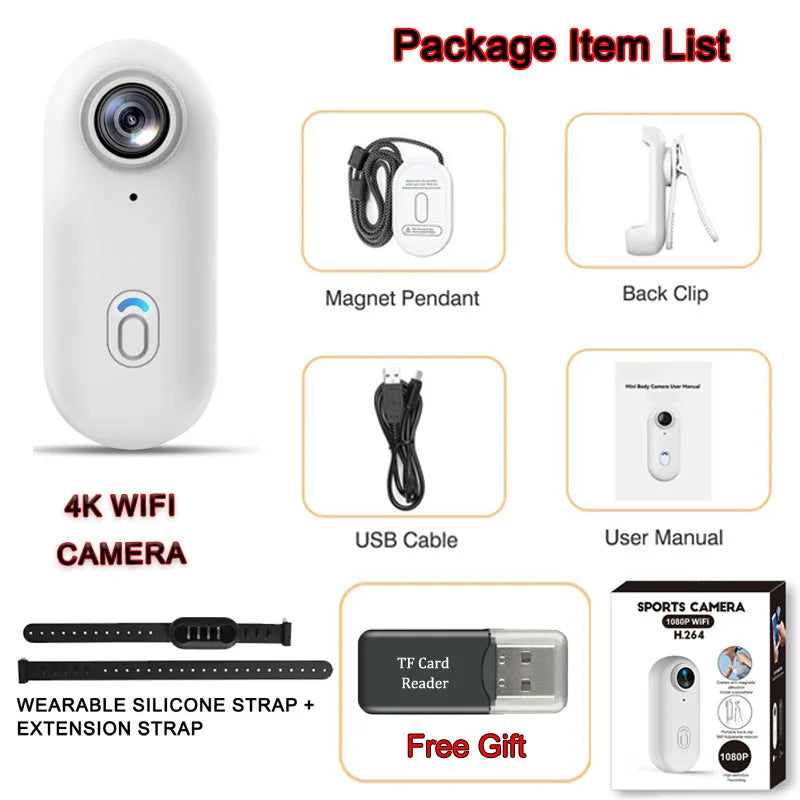 4K HD Pet Collar Camera — WiFi Video Recording Action Camera for Dogs & Cats