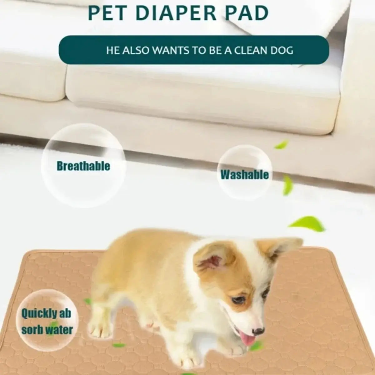 Reusable Washable Dog Pee Pad — Waterproof Absorbent Training Mat for Puppies & Cats Shop1104696718 Store
