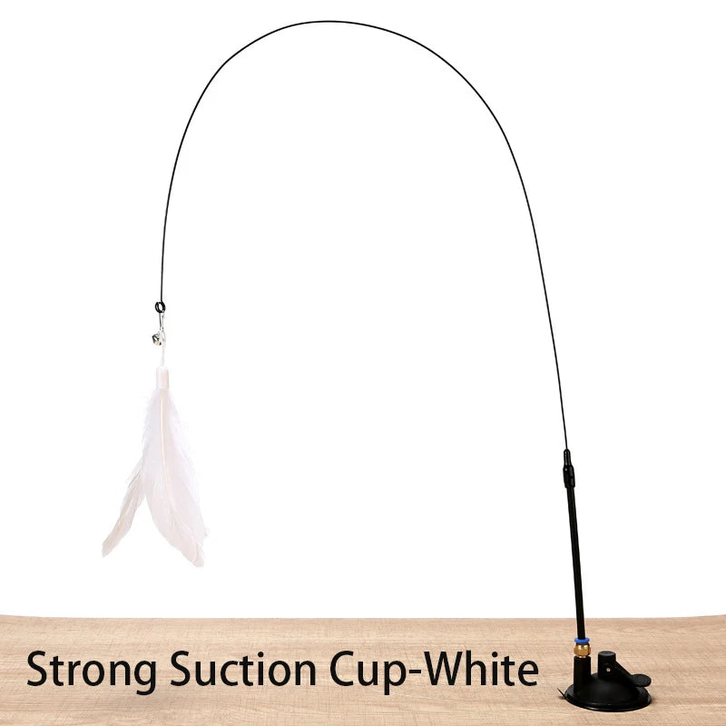 Hands-Free Suction Cup Feather Wand — Interactive Teaser Toy for Cats & Kittens