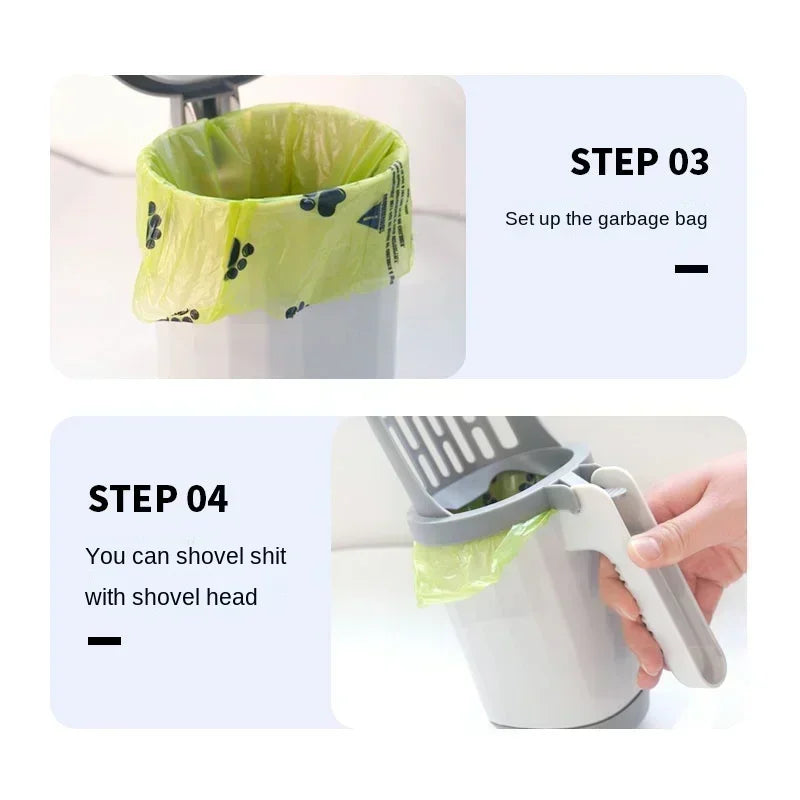 Cat Litter Scoop with Refill Waste Bags — Self-Cleaning Litter Box Filter Tool