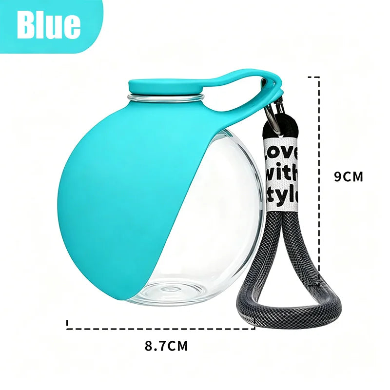 2-in-1 Portable Dog Water Bottle — Foldable Silicone Bowl with Lanyard Hook for Travel