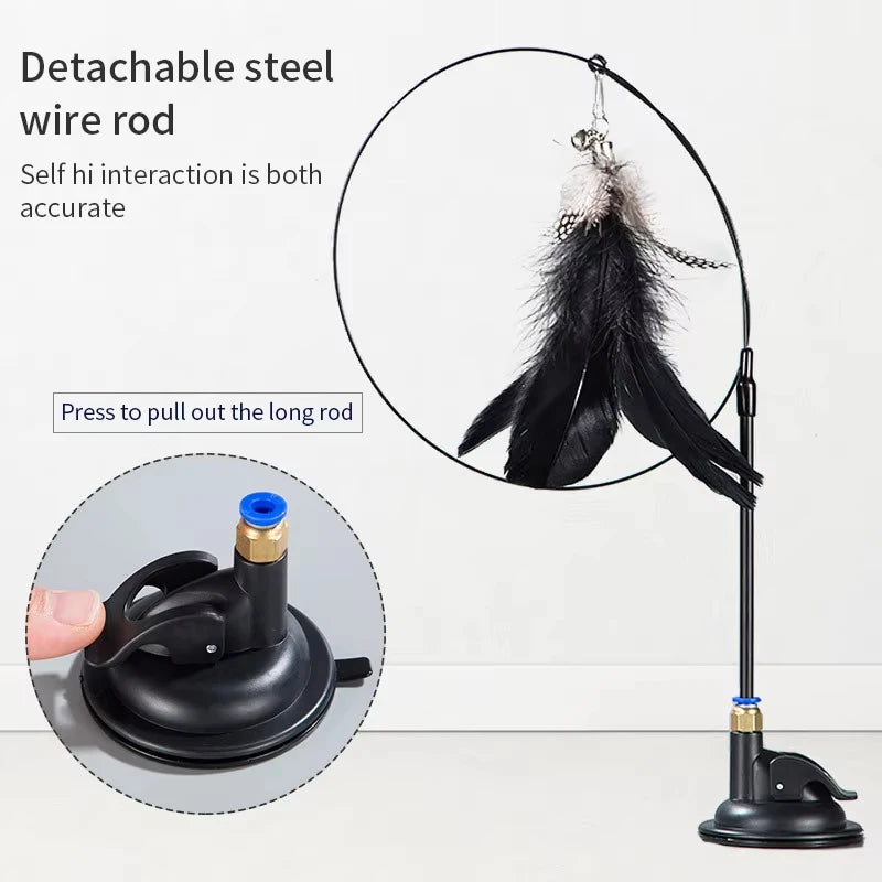 Hands-Free Suction Cup Feather Wand — Interactive Teaser Toy for Cats & Kittens