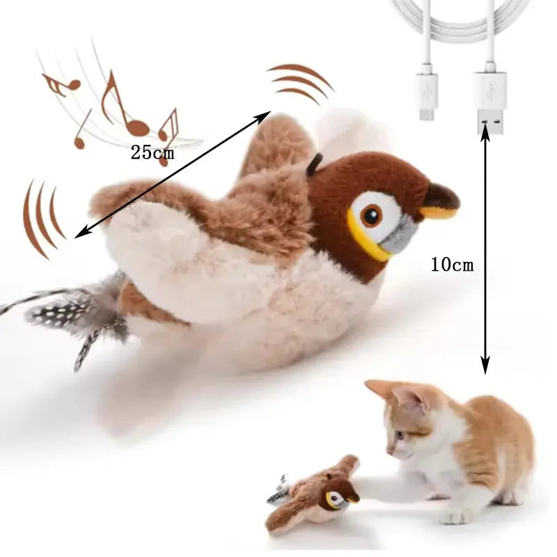 Touch-Activated Chirping Bird Cat Toy — Rechargeable Interactive Plush Pet Toy for Cats & Dogs YiHong Kuchi Store