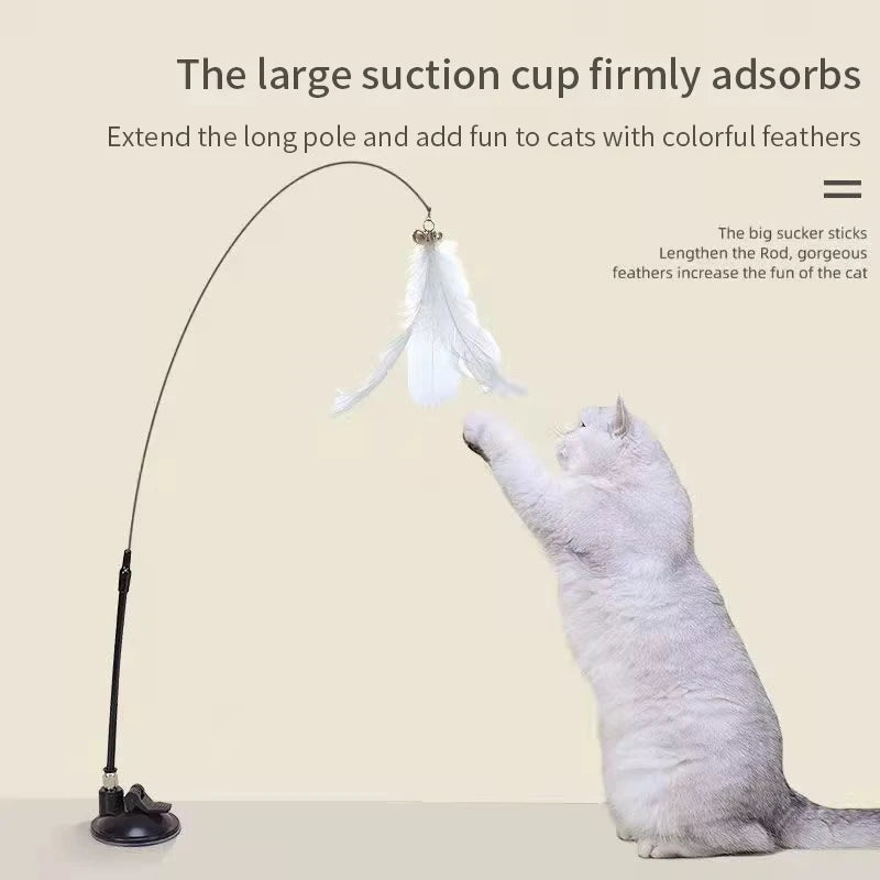 Hands-Free Suction Cup Feather Wand — Interactive Teaser Toy for Cats & Kittens