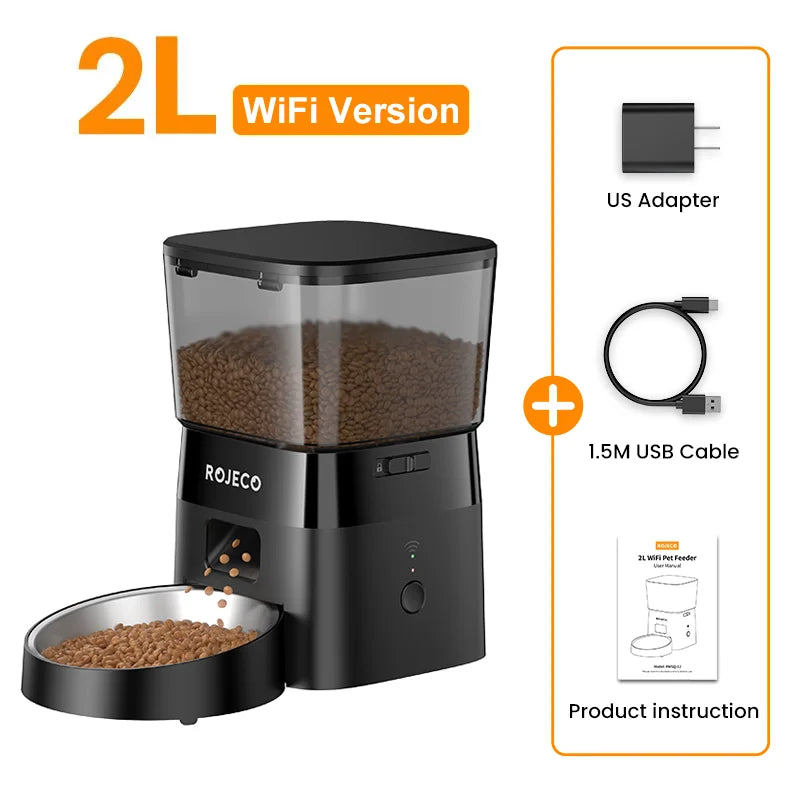 Automatic Smart Dog Feeder — WiFi Remote Control Kibble Dispenser for Dogs & Cats