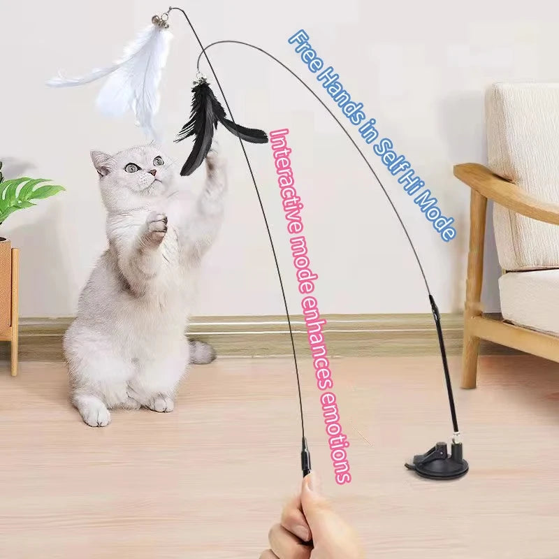 Hands-Free Suction Cup Feather Wand — Interactive Teaser Toy for Cats & Kittens