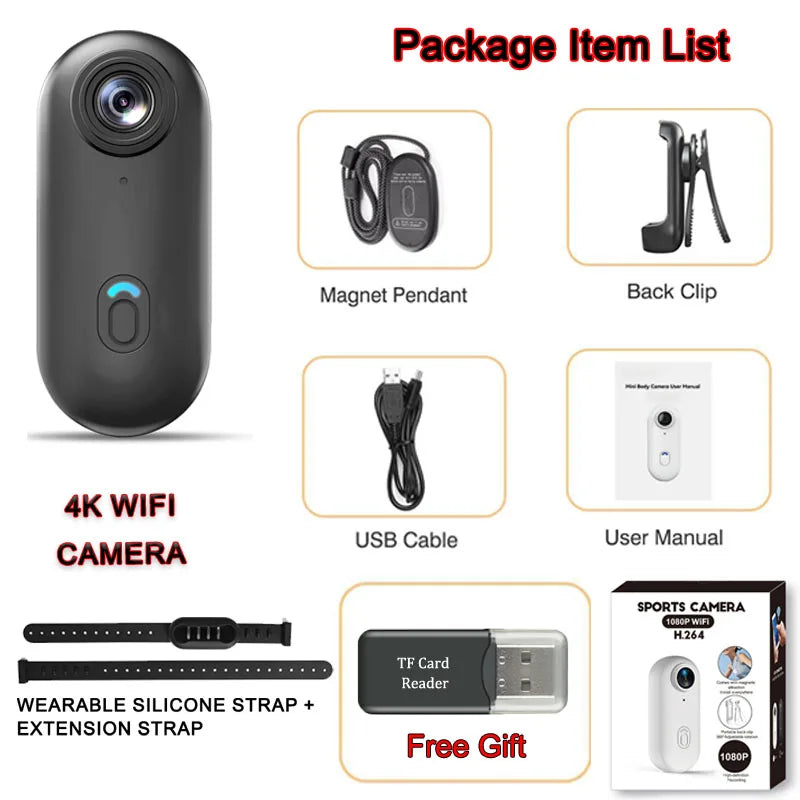 4K HD Pet Collar Camera — WiFi Video Recording Action Camera for Dogs & Cats