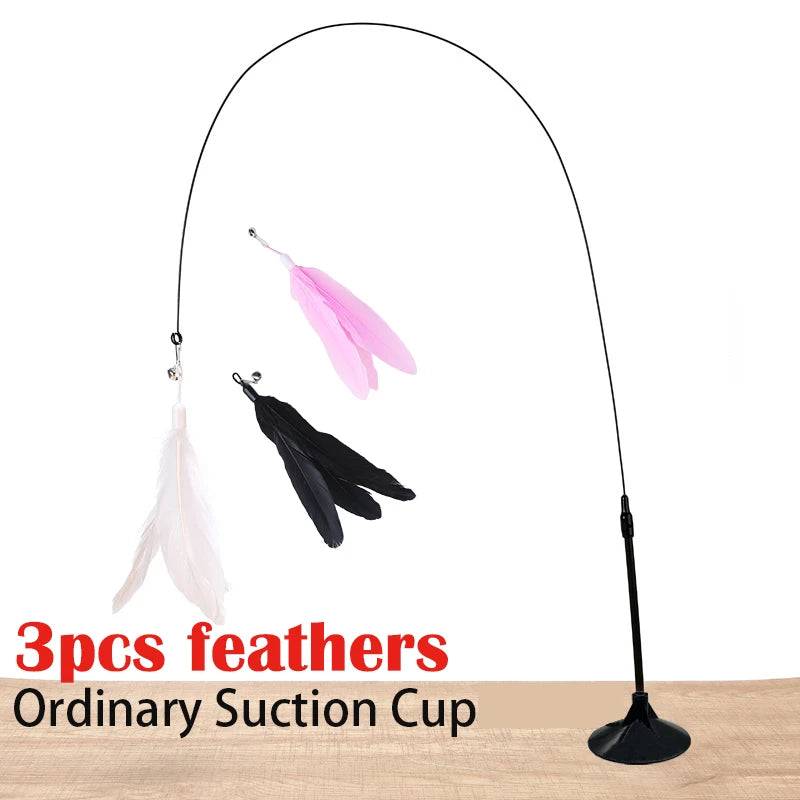 Hands-Free Suction Cup Feather Wand — Interactive Teaser Toy for Cats & Kittens