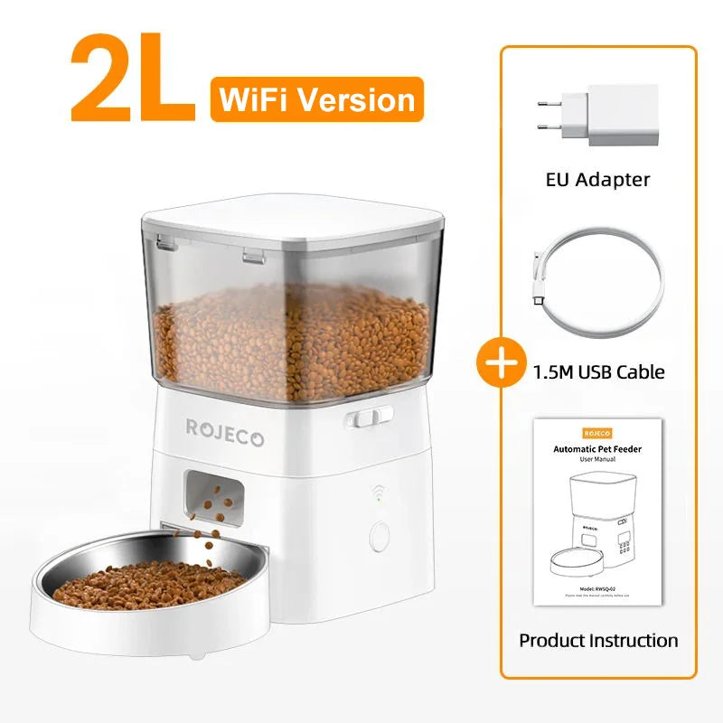 Automatic Smart Dog Feeder — WiFi Remote Control Kibble Dispenser for Dogs & Cats
