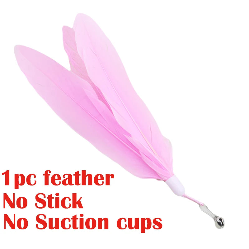Hands-Free Suction Cup Feather Wand — Interactive Teaser Toy for Cats & Kittens