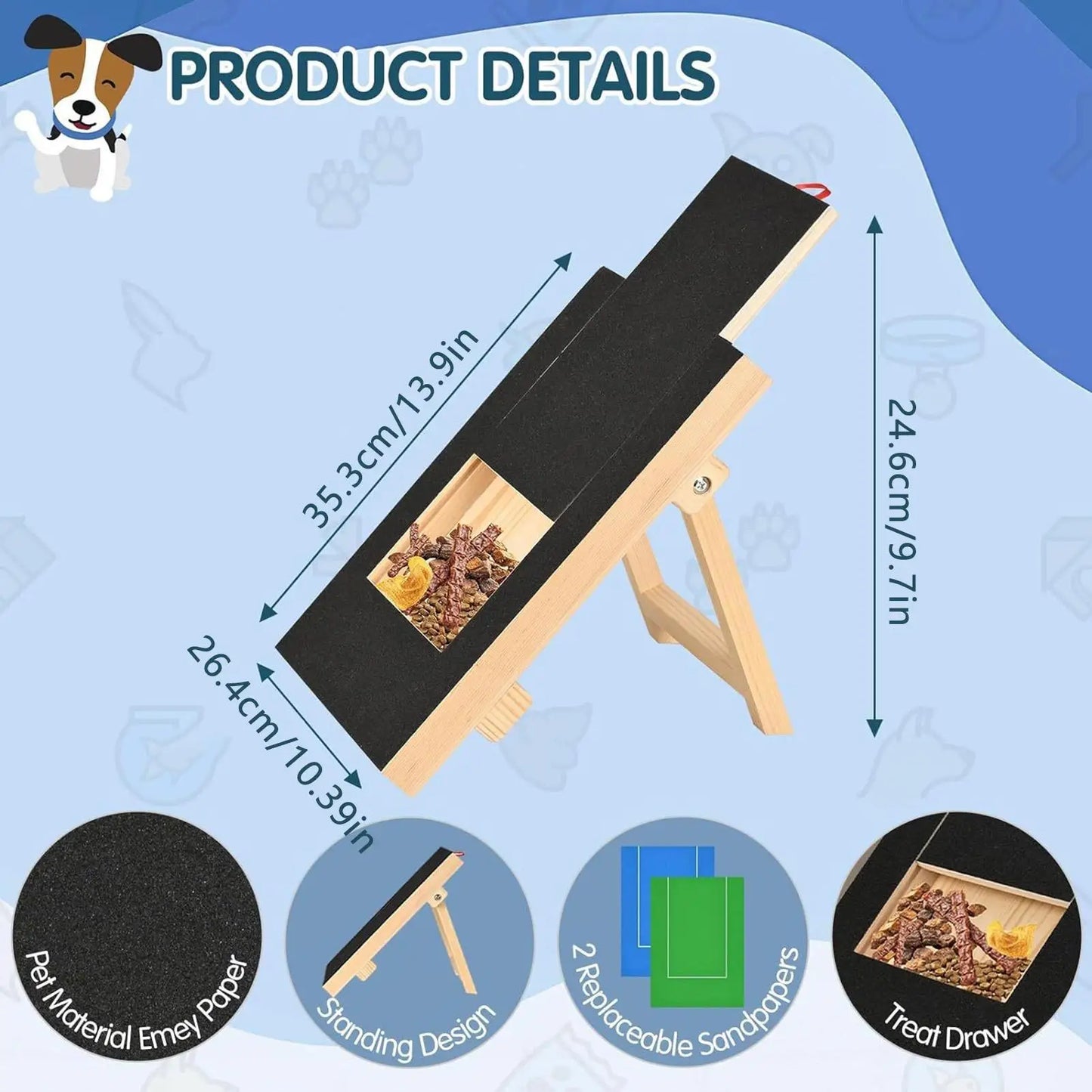 Dog Nail Scratch Board — Wooden Filing Pad for Small, Medium & Large Breeds
