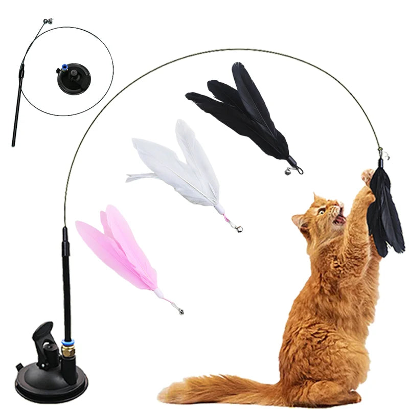 Hands-Free Suction Cup Feather Wand — Interactive Teaser Toy for Cats & Kittens