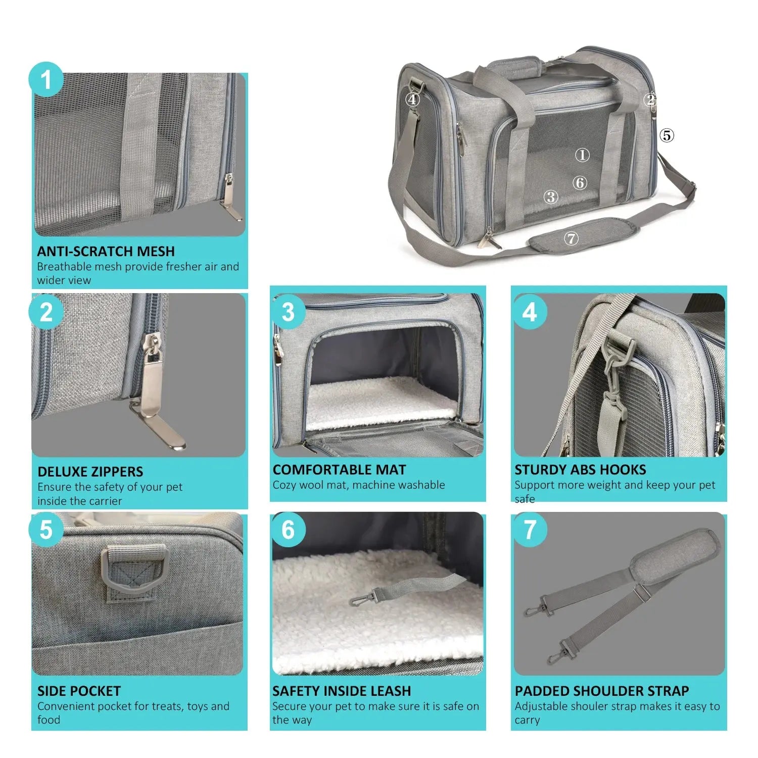 Airline-Approved Pet Carrier Bag — Waterproof Soft-Side Travel Bag for Cats & Dogs up to 12kg PETRAVEL Official Store