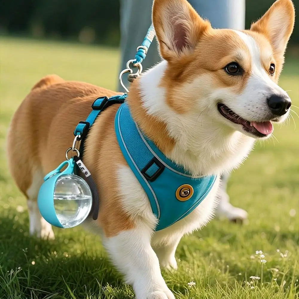 2-in-1 Portable Dog Water Bottle — Foldable Silicone Bowl with Lanyard Hook for Travel
