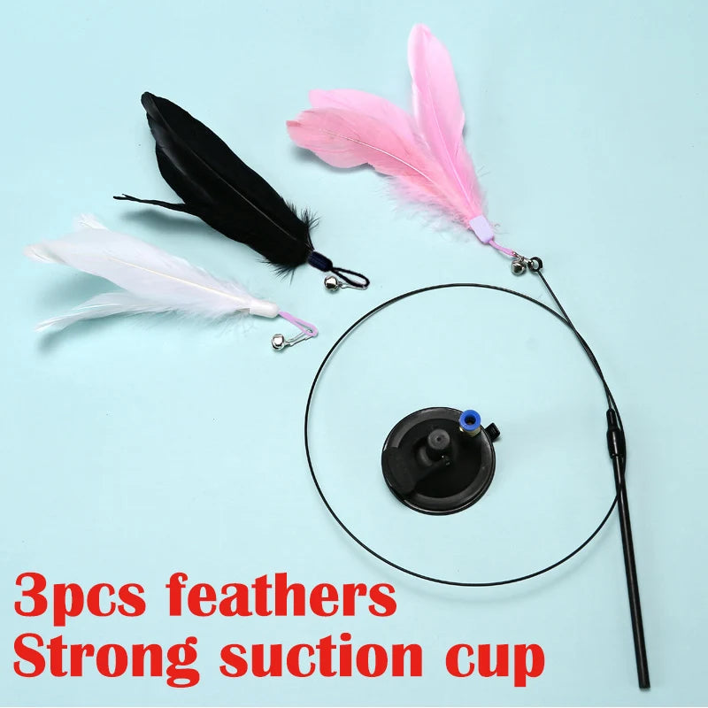 Hands-Free Suction Cup Feather Wand — Interactive Teaser Toy for Cats & Kittens