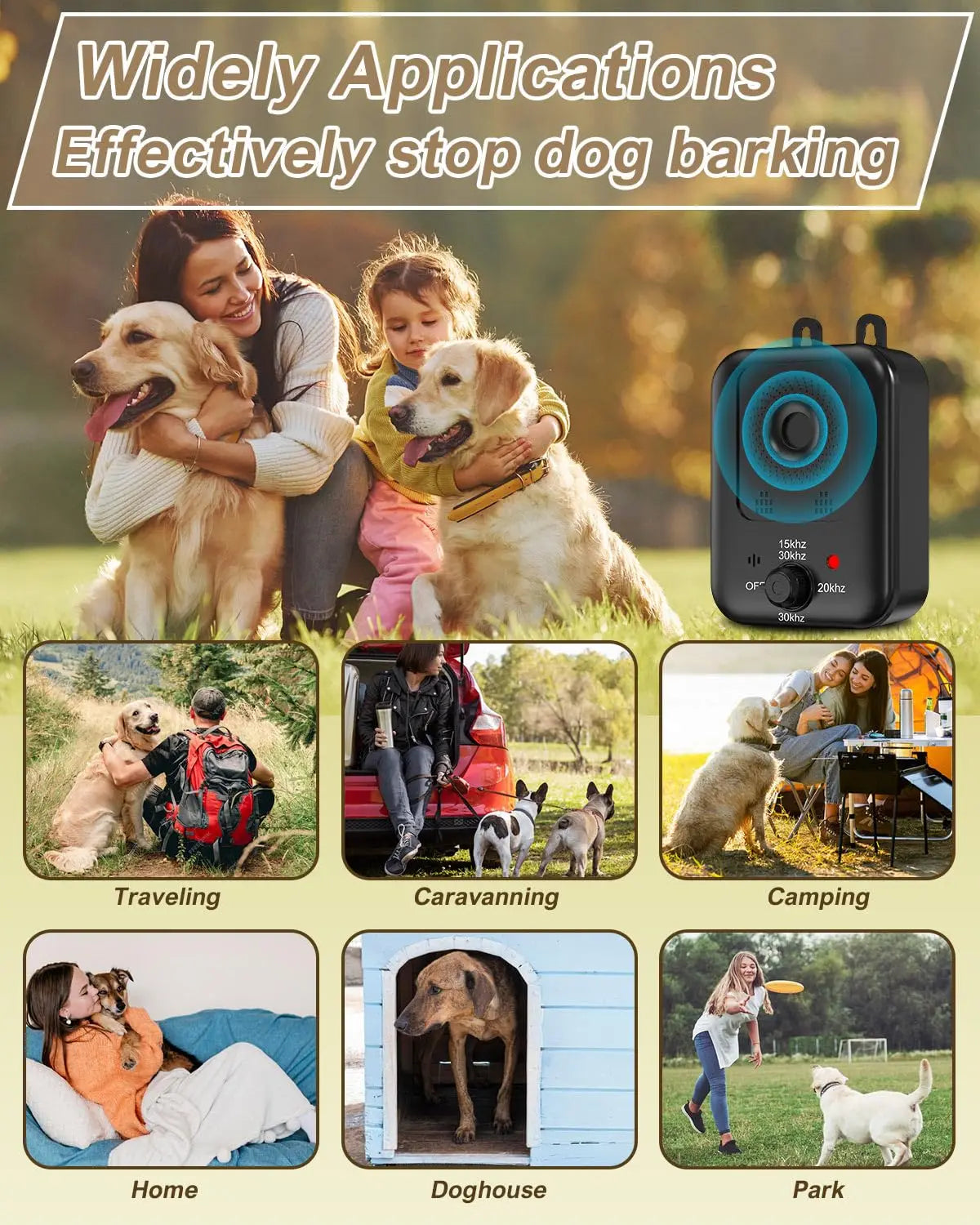 Ultrasonic Anti-Barking Device — Rechargeable Dog Bark Deterrent for Indoor & Outdoor Use